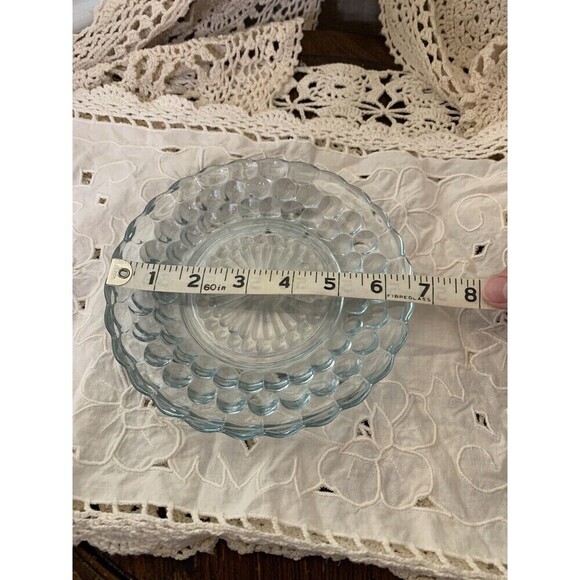 Vintage Anchor Hocking Blue Sapphire Bubble Glass Dessert Plate 7" diameter - Picture 3 of 4